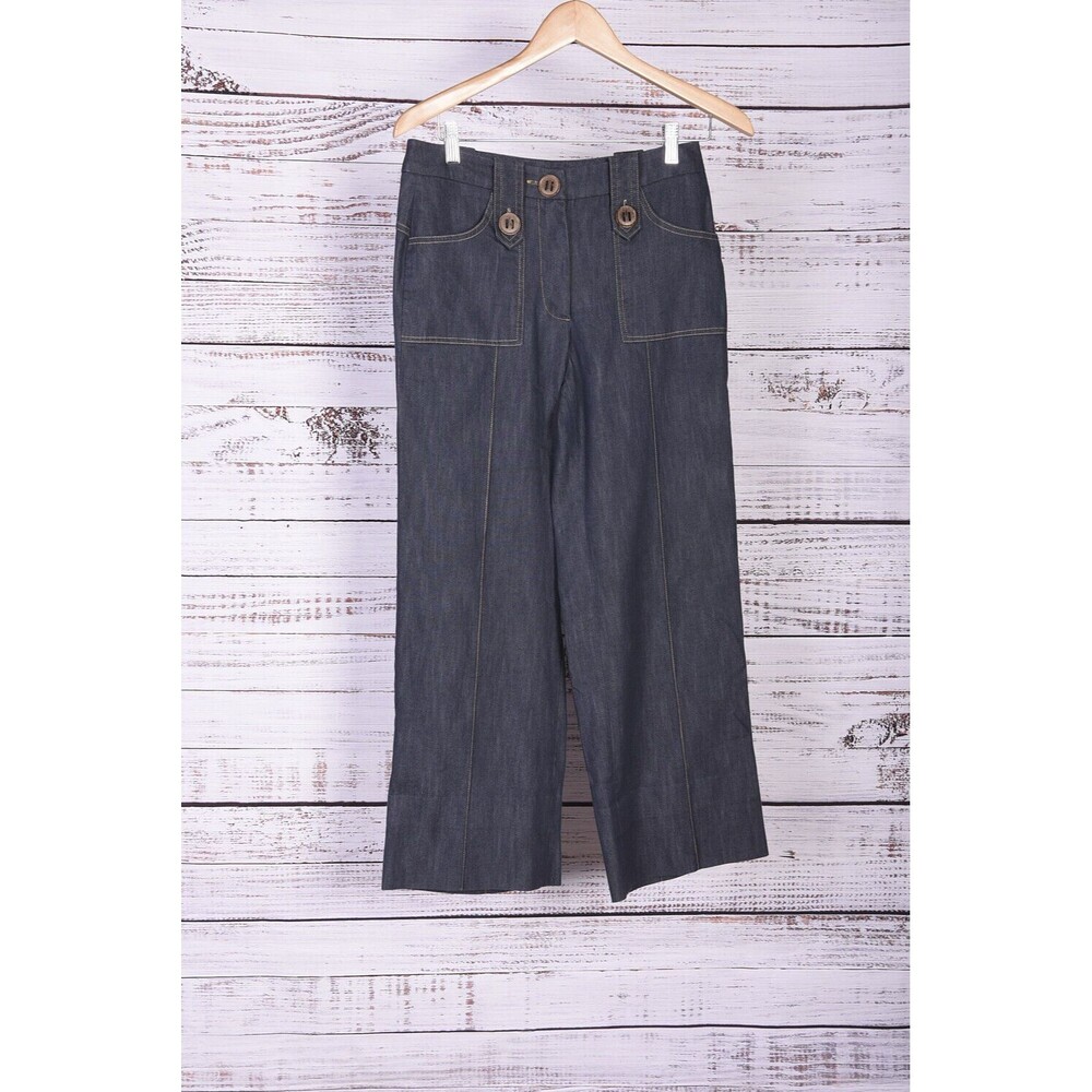 Sele Wide Leg Lightweight Denim Jean Gold Top Stitch Size 7 / 8